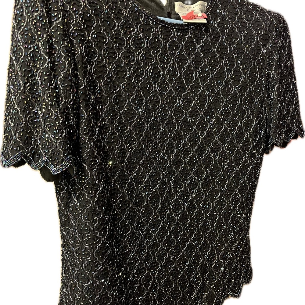 Glass Beaded Silk Top